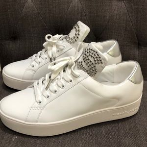 MICHAEL KORS LOW TOP SNEAKERS WHITE/STUDS NEW